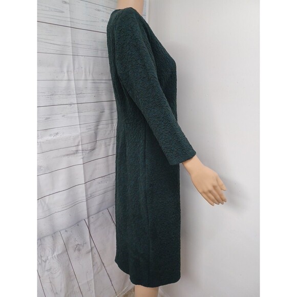 T Tahari Casual Dress Long Sleeve Dark Green Textured Sz M - Picture 3 of 7